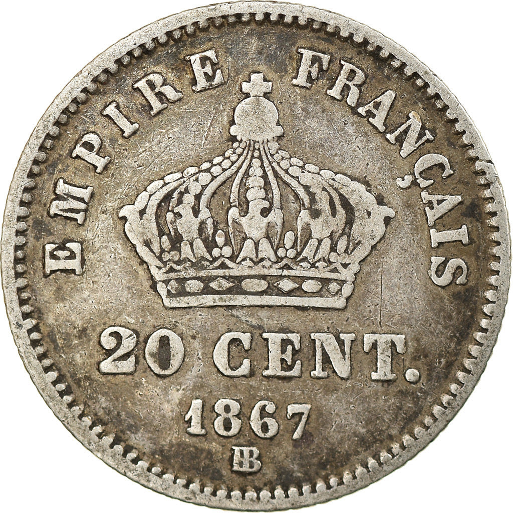 Coin, France, Napoleon III, Napoléon III, 20 Centimes, 1867, Strasbourg