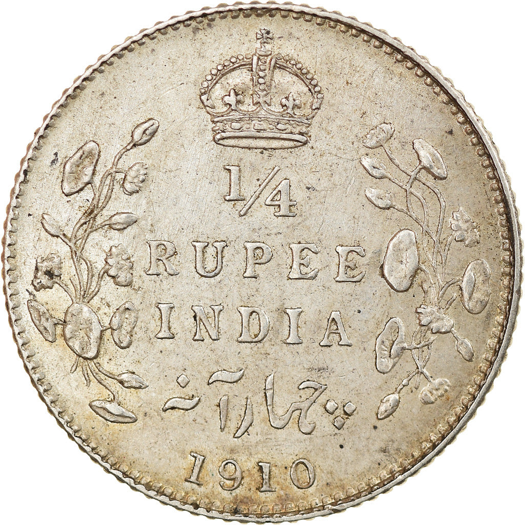 Moneta, INDIA - BRITANNICA, Edward VII, 1/4 Rupee, 1910, Calcutta, SPL-
