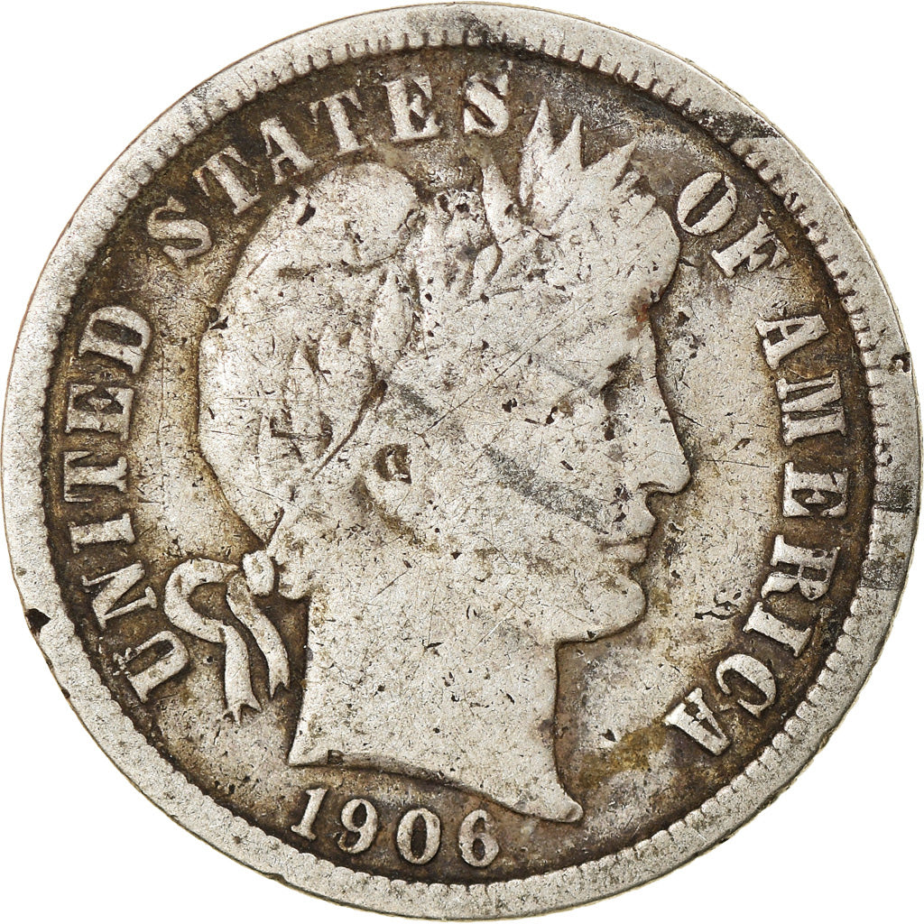 Coin, United States, Barber Dime, Dime, 1906, U.S. Mint, Philadelphia