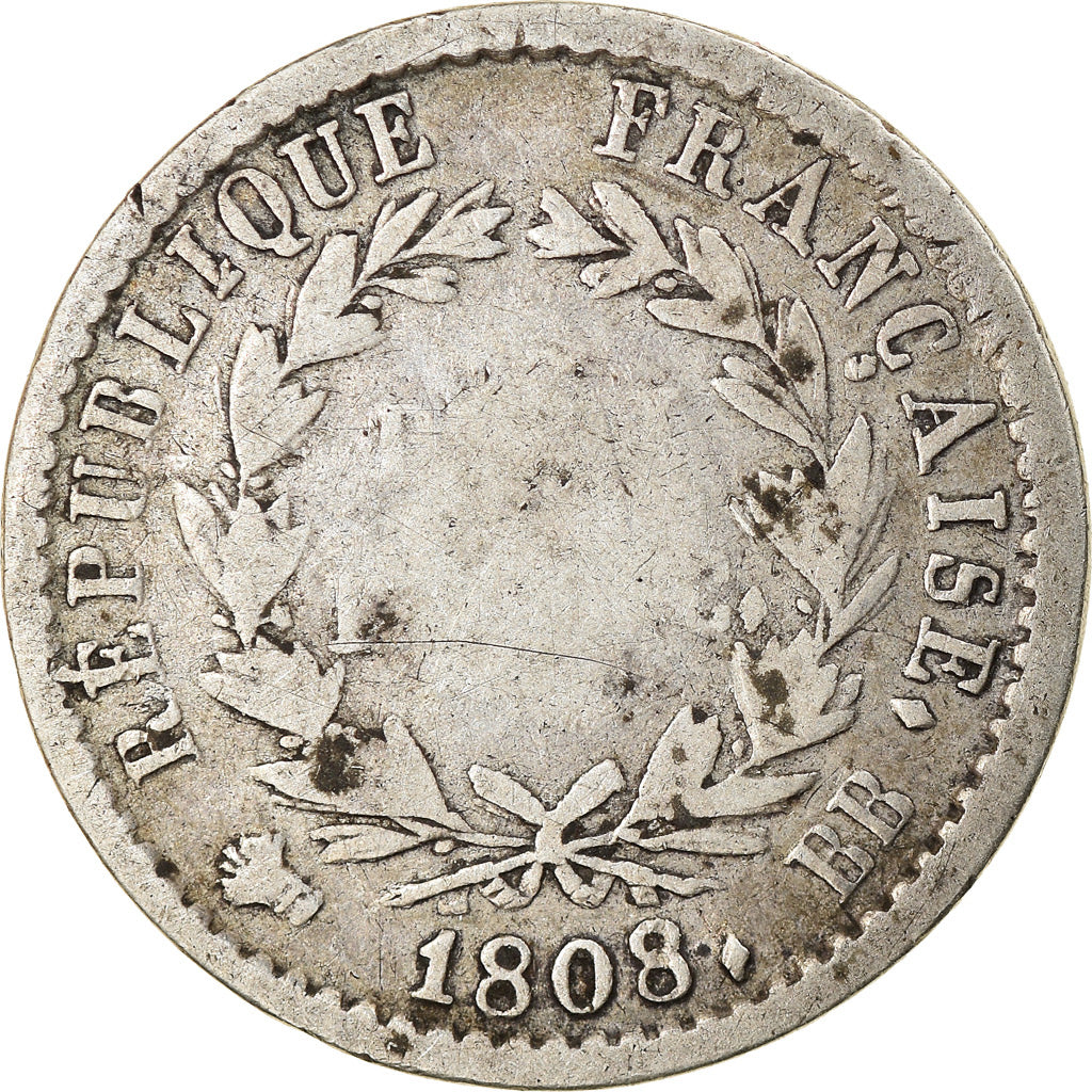 Monnaie, France, Napoléon I, 1/2 Franc, 1808, Strasbourg, TB+, Argent, KM:680.3