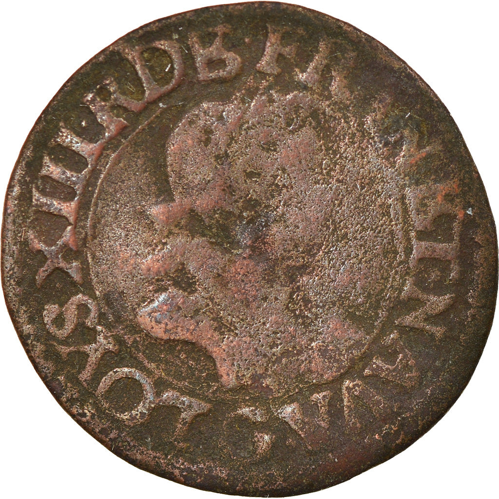 Coin, France, Louis XIII, Double tournois, buste enfantin, Double Tournois