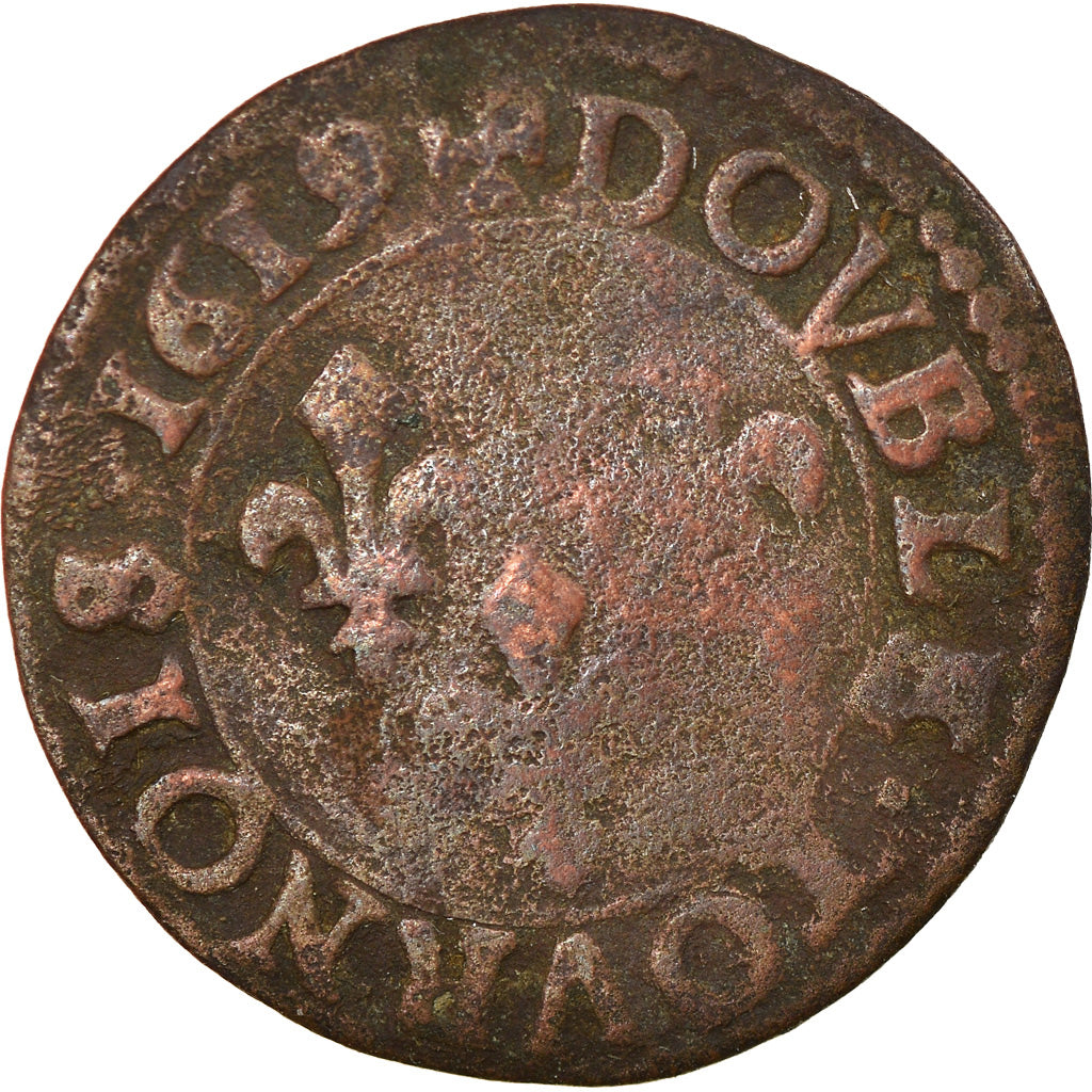 Coin, France, Louis XIII, Double tournois, buste enfantin, Double Tournois