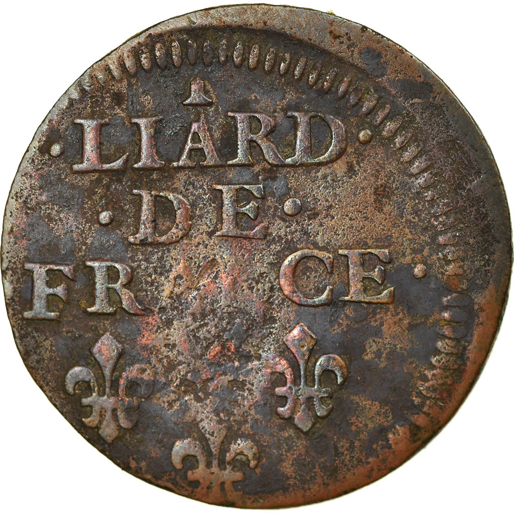 Moneta, Francia, Louis XIV, Liard de France au buste juvénile, deuxième type