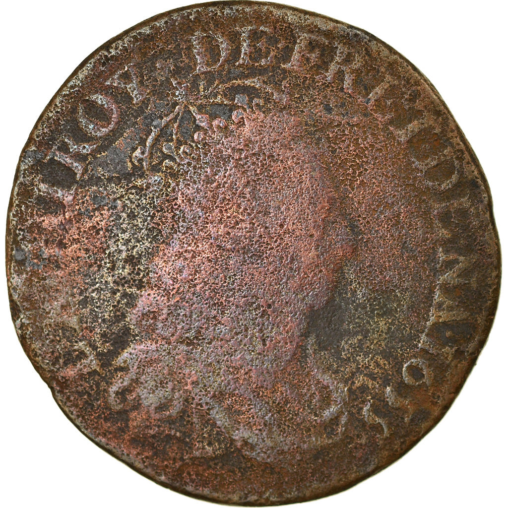 Moneta, Francja, Louis XIV, Liard de France au buste juvénile, deuxième type