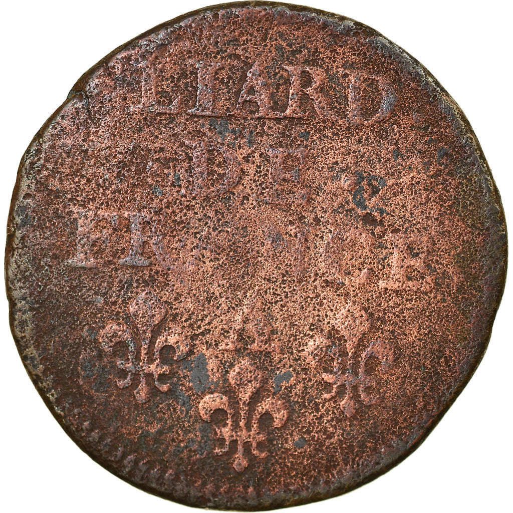 Moneta, Francja, Louis XIV, Liard de France au buste juvénile, deuxième type