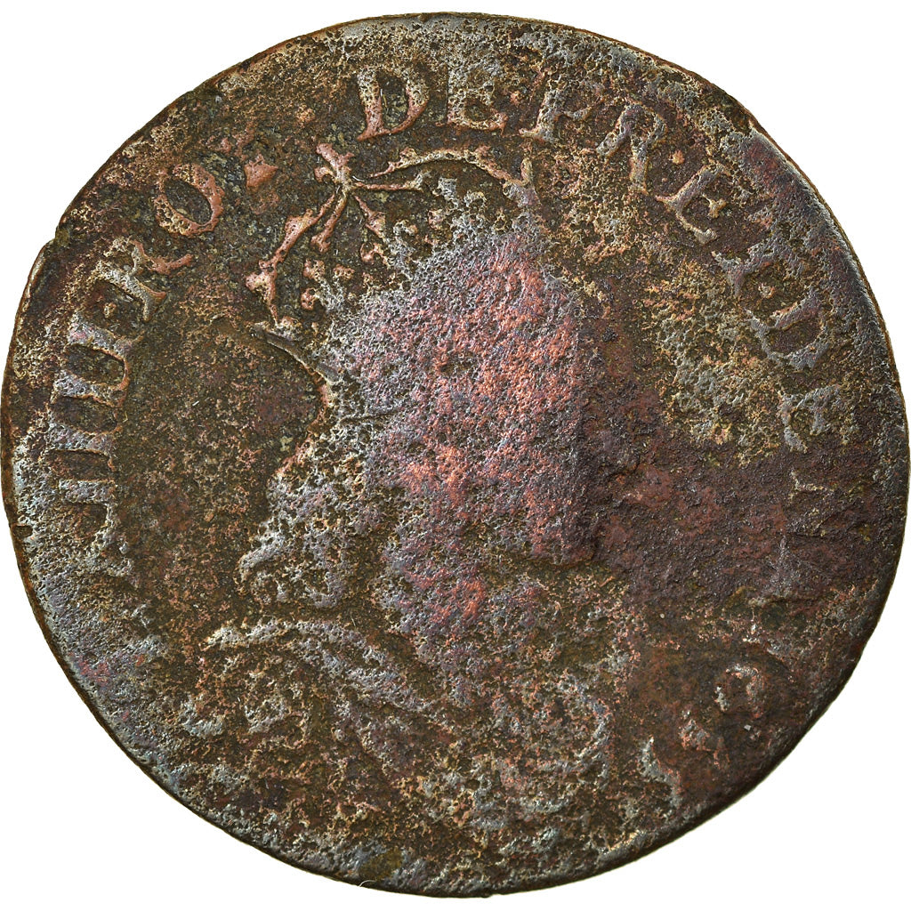 Moneta, Francja, Louis XIV, Liard de France au buste juvénile, deuxième type
