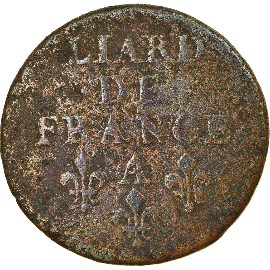 Moneta, Francja, Louis XIV, Liard de France au buste juvénile, deuxième type