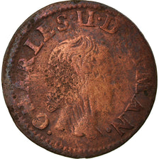 Moneda, Francia, Ardennes, Charles II, Denier Tournois, 1654, Charleville, BC+