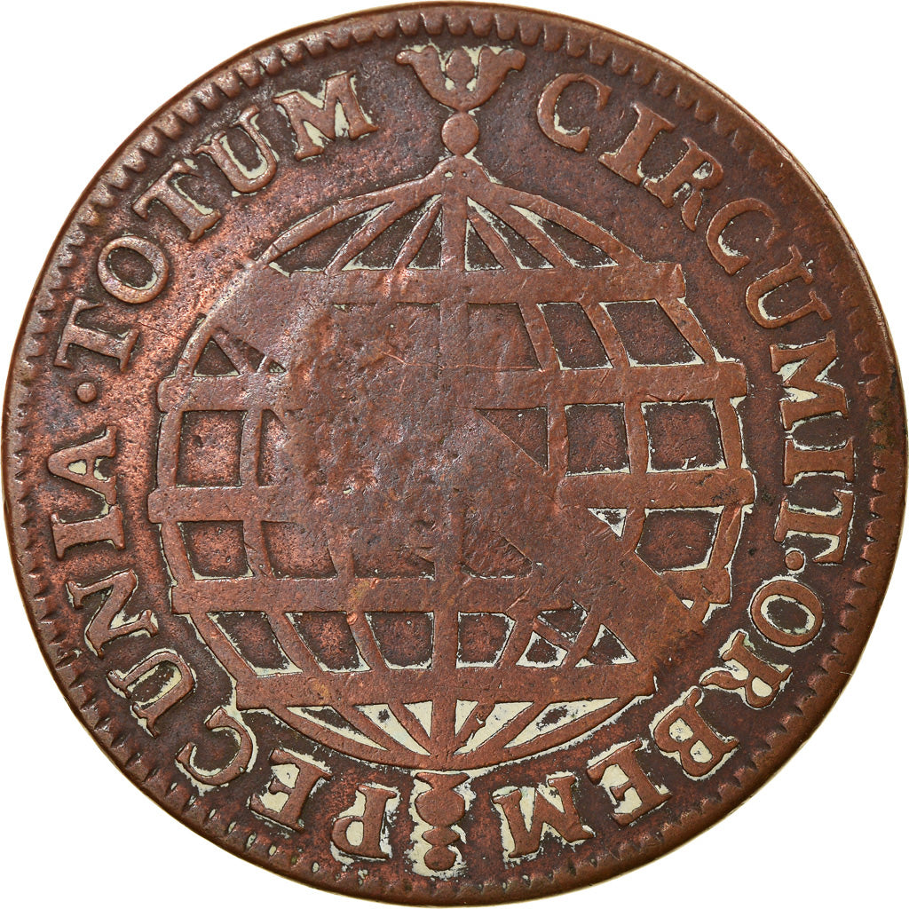 Moneta, Brasile, 20 Reis, 1774, Rio de Janeiro, Countermark, MB+, Rame, KM:270