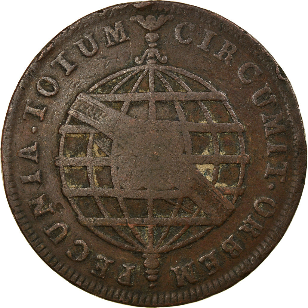 Moneda, Brasil, 80 Reis, 1781, Lisbon, Countermark, BC+, Cobre, KM:289
