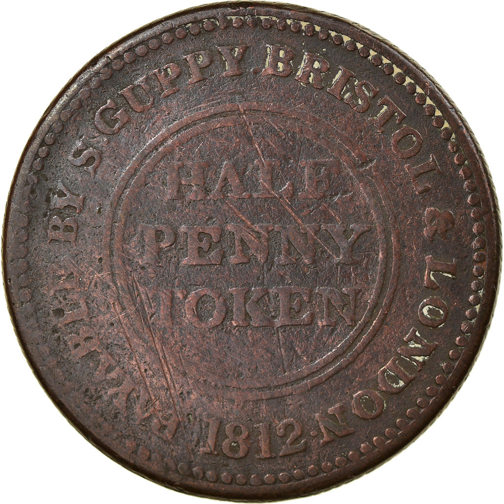 Regno Unito, Halfpenny Token, 1812, MB+, Rame