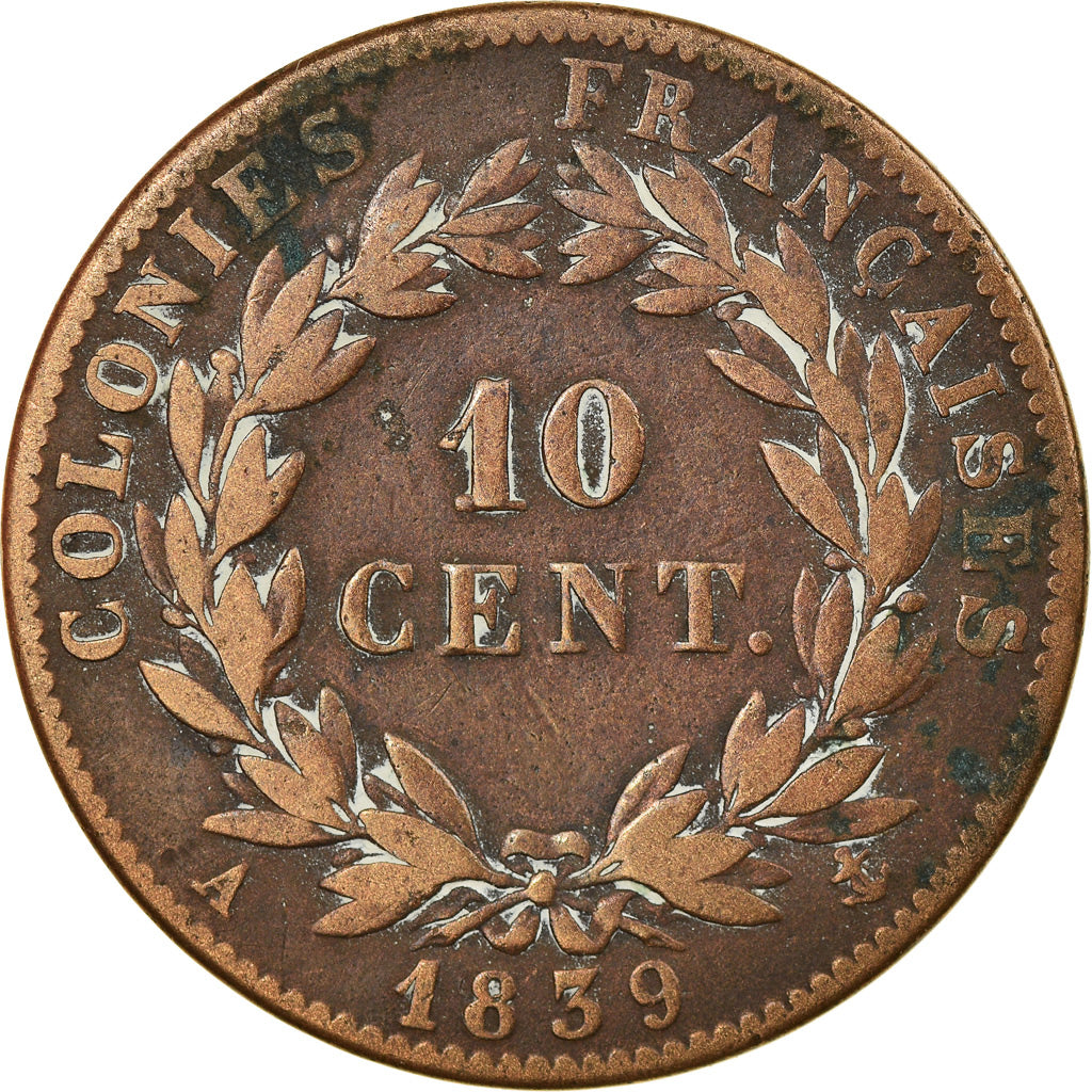 Coin, FRENCH COLONIES, Louis - Philippe, 10 Centimes, 1839, Paris, VF(30-35)