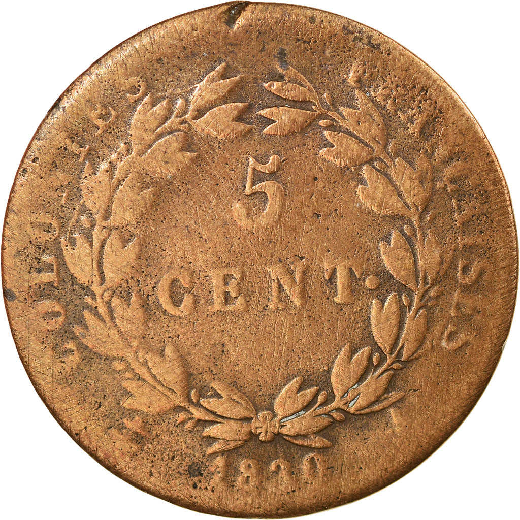 Coin, FRENCH COLONIES, Charles X, 5 Centimes, 1830, Paris, F(12-15), Bronze