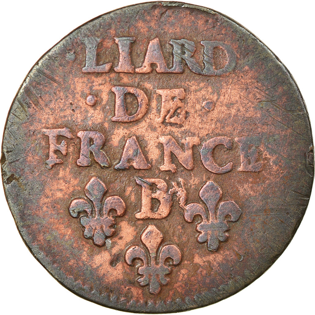 Moneda, Francia, Louis XIV, Liard de France au buste juvénile, deuxième type
