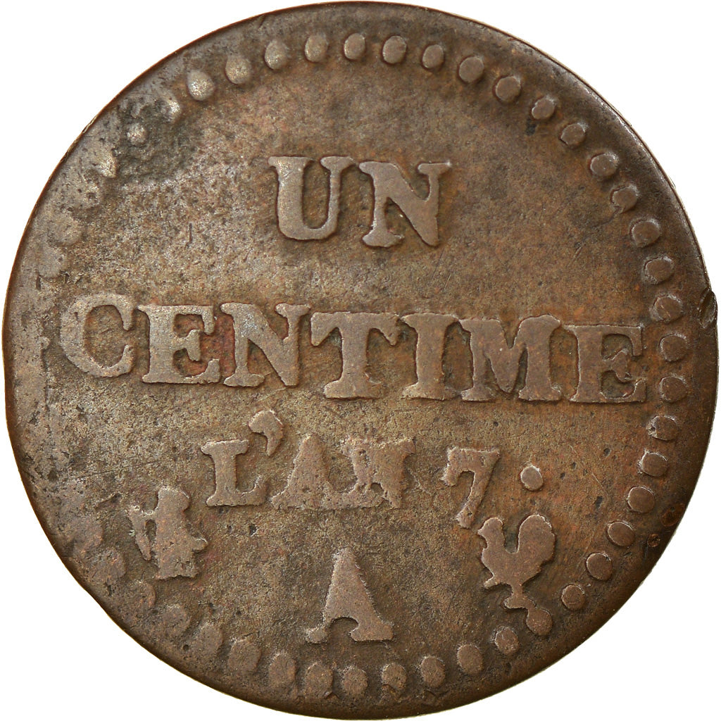 Coin, France, Dupré, Centime, AN 7, Paris, VF(30-35), Bronze, KM:646