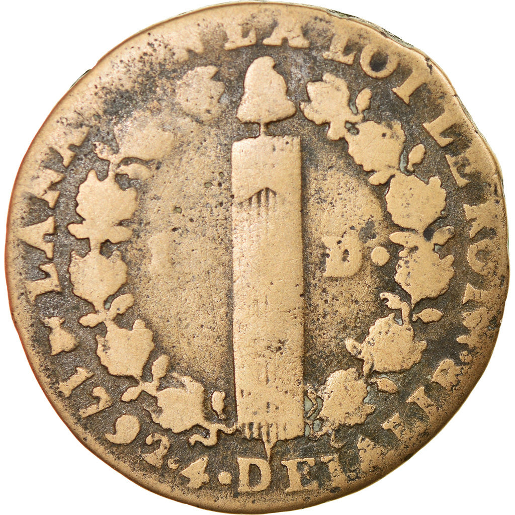 Moneta, Francia, Louis XVI, 12 Deniers, 1792, Nantes, MB, Bronzo, Gadoury:15