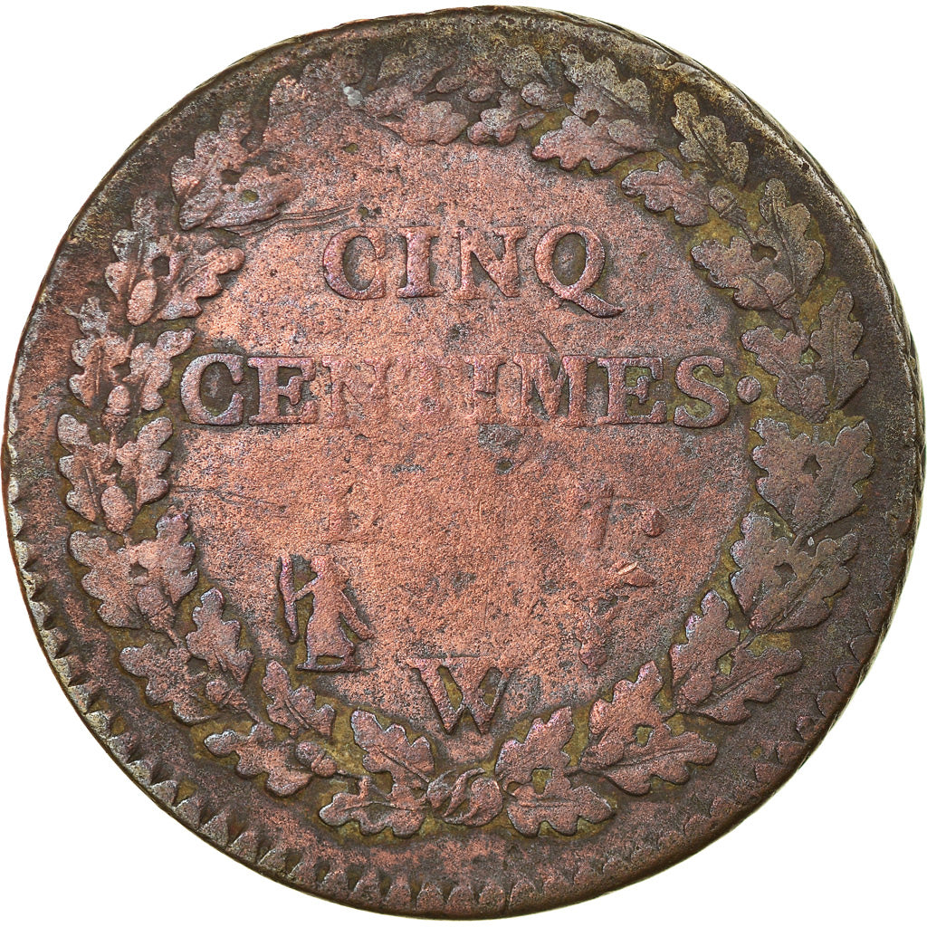 Coin, France, Dupré, 5 Centimes, AN 7, Lille, VF(20-25), Bronze, KM:640.11