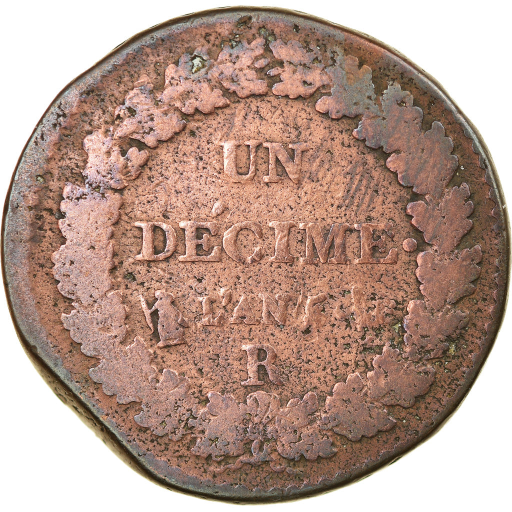 Coin, France, Dupré, Decime, AN 5, Orléans, F(12-15), Bronze, KM:645.7