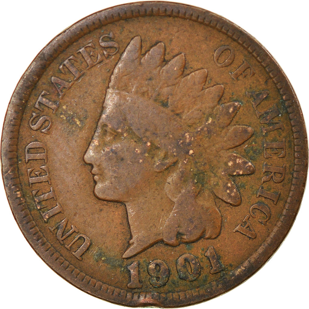 Coin, United States, Indian Head Cent, Cent, 1901, U.S. Mint, Philadelphia