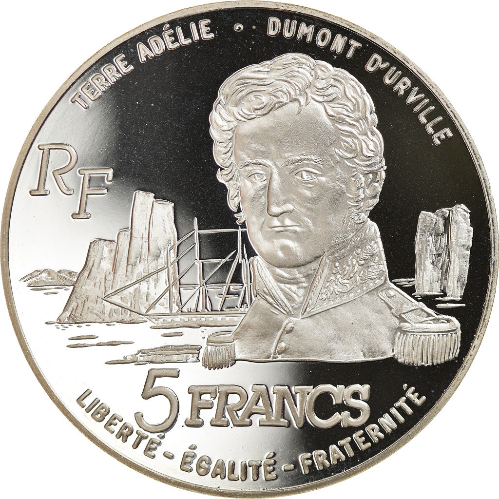 Coin, France, Terres Australes, 5 Francs, 1992, Paris, Proof, MS(65-70), Silver