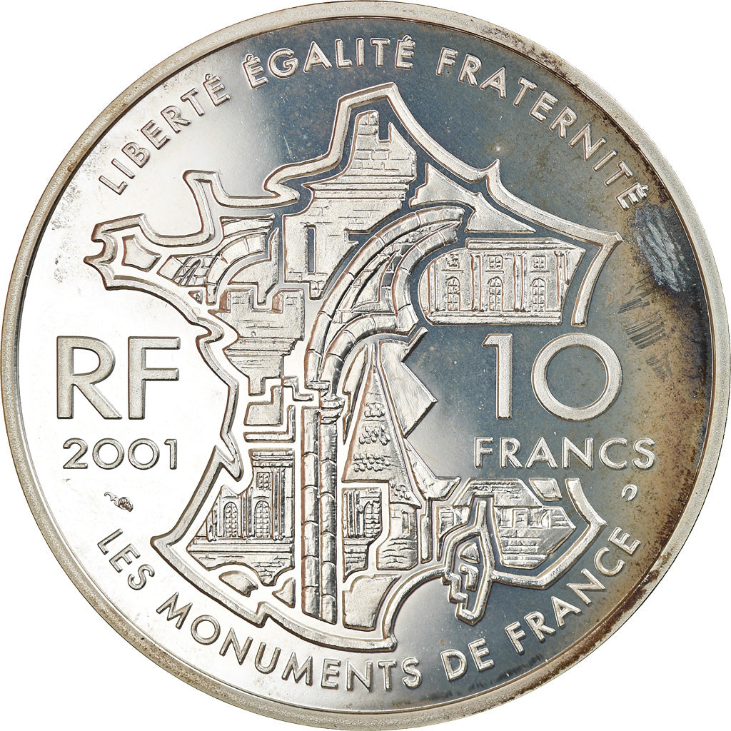 Coin, France, Tour Eiffel, 10 Francs, 2001, Paris, Proof, MS(65-70), Silver