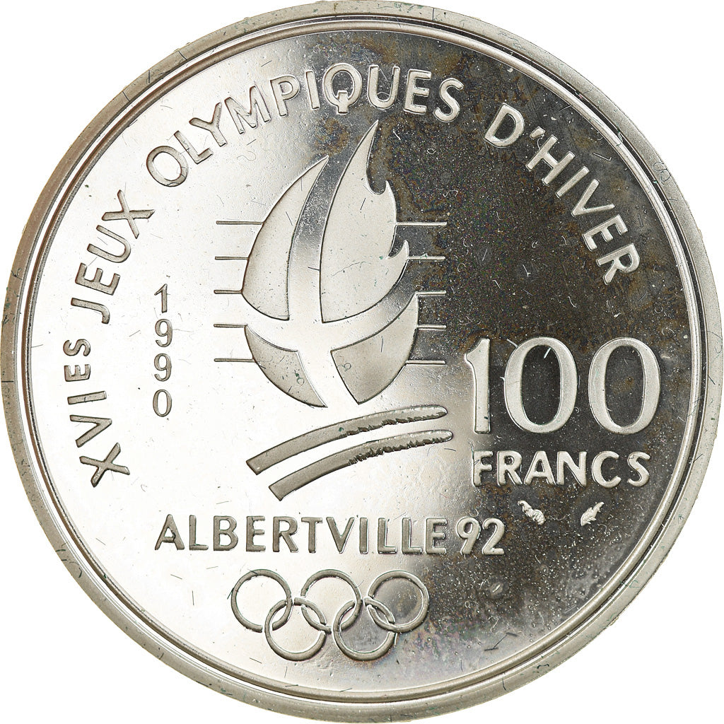 Munten, Frankrijk, Free-style skier, 100 Francs, 1990, Albertville 92, FDC