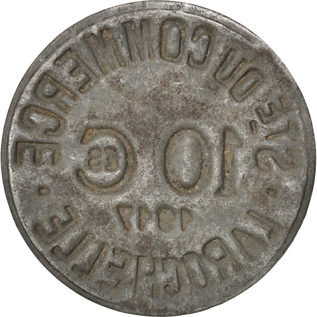 France, 10 Centimes, 1917, EF(40-45), Iron, Elie #10.2, 1.01