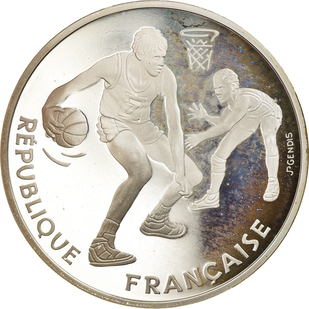 Moneda, Francia, FIBA dribbleur, 100 Francs, 1991, Paris, Proof, FDC, Plata