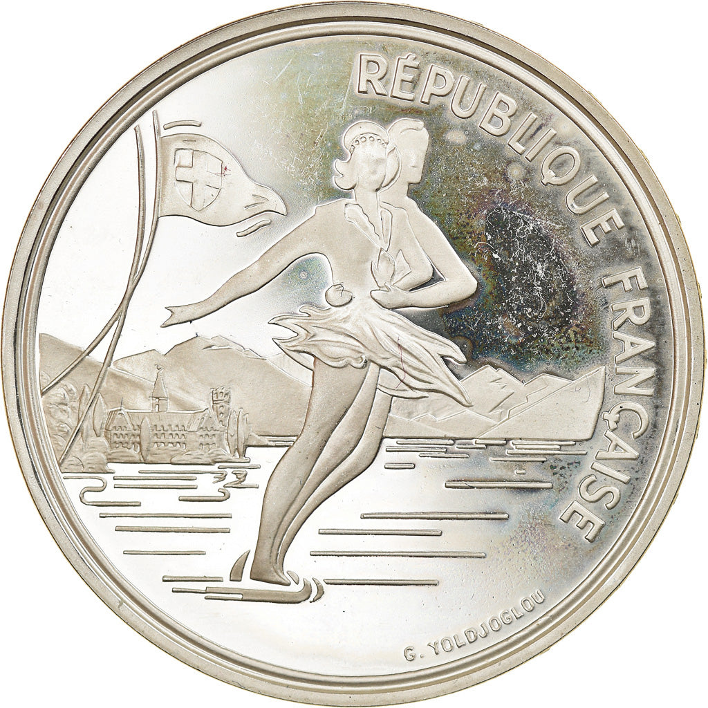 Coin, France, Ice Skating Couple, 100 Francs, 1989, Albertville 92, MS(64)