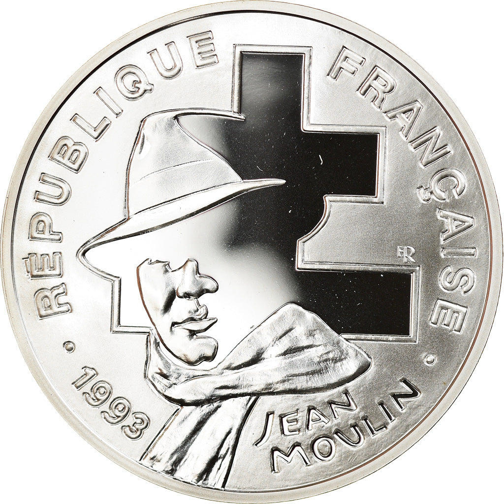 Munten, Frankrijk, Jean Moulin, 100 Francs, 1993, Proof, FDC, Zilver, KM:1023