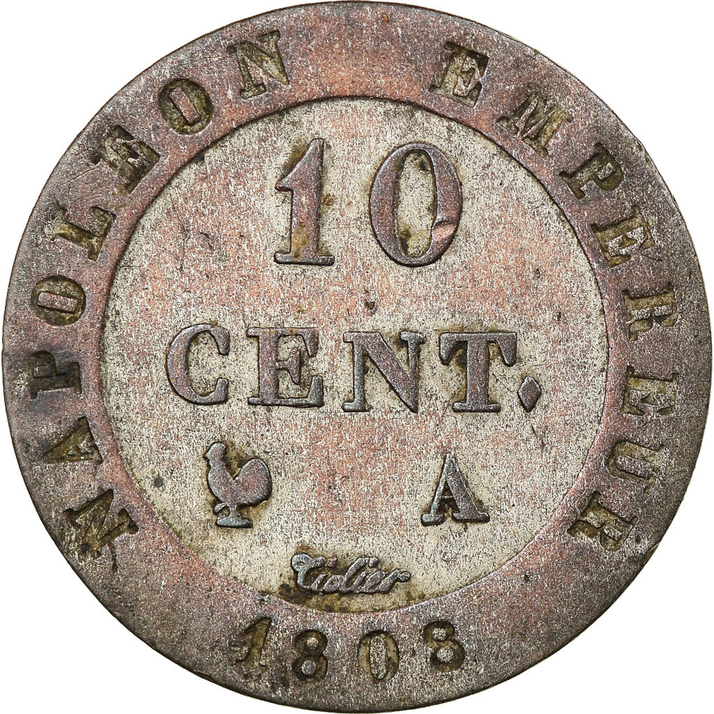 Monnaie, France, Napoléon I, 10 Centimes, 1808, Paris, TTB, Billon