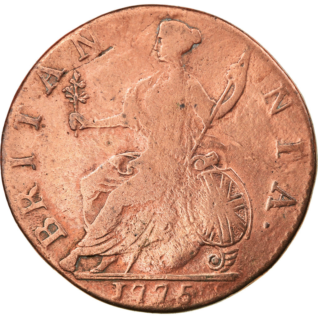 Coin, Great Britain, George III, 1/2 Penny, 1775, VF(20-25), Copper, KM:601