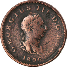 Coin, Great Britain, George III, 1/2 Penny, 1806, VF(20-25), Copper, KM:662