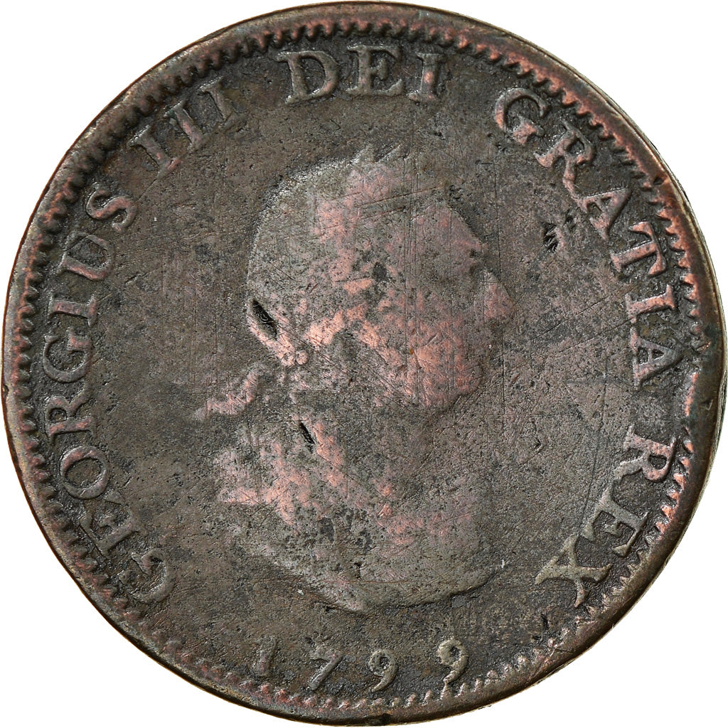 Coin, Great Britain, George III, Farthing, 1799, London, VF(20-25), Copper
