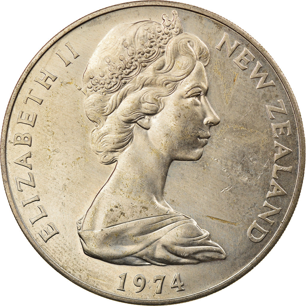 Coin, New Zealand, Elizabeth II, Dollar, 1974, MS(60-62), Copper-nickel, KM:45