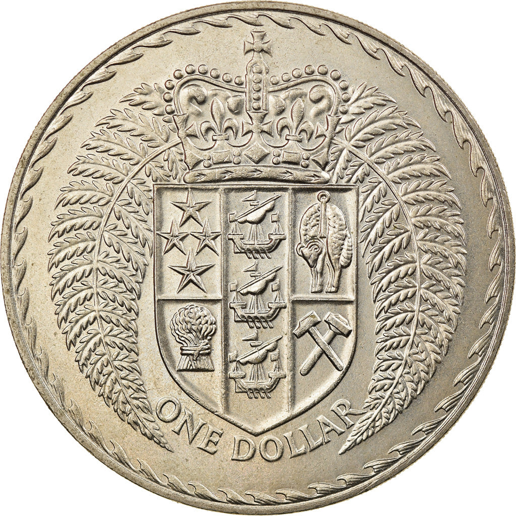 Coin, New Zealand, Elizabeth II, Dollar, 1971, MS(60-62), Copper-nickel, KM:38.2