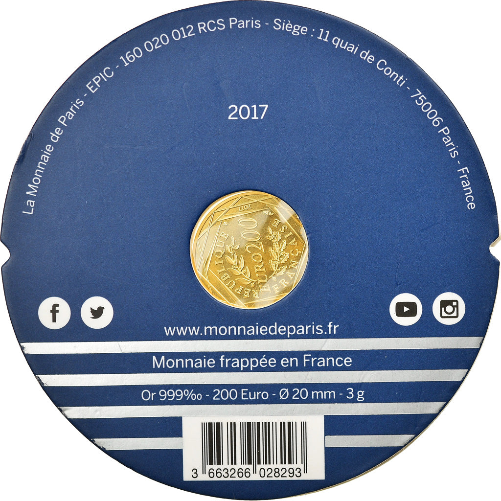 France, 200 Euro, Jean Paul Gaultier, 2017, Paris, MS(65-70), Gold