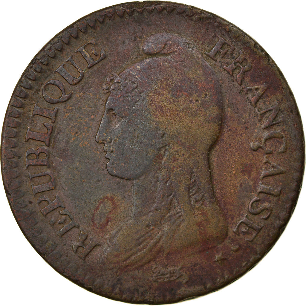 Münze, Frankreich, Dupré, Decime, AN 7, Paris, S+, Bronze, KM:644.1