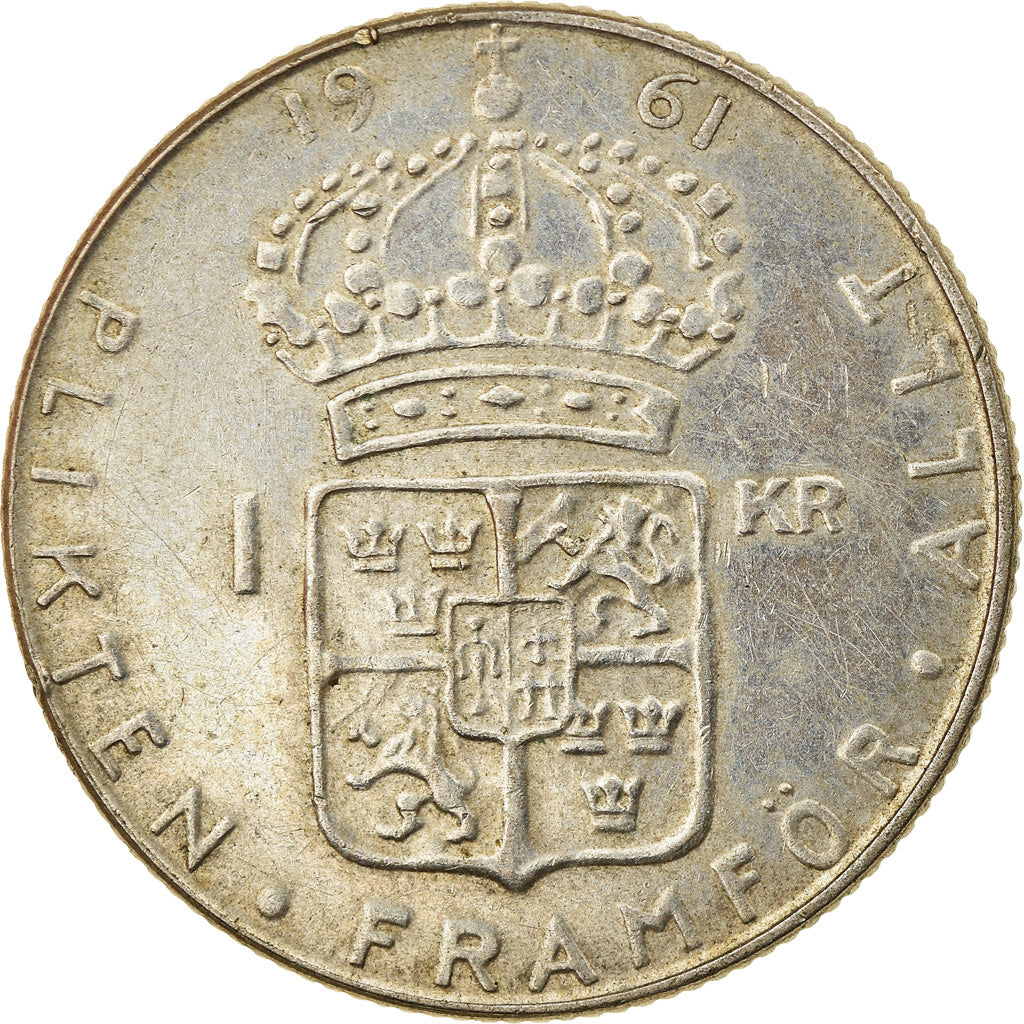 Moneta, Svezia, Gustaf VI, Krona, 1961, BB+, Argento, KM:826