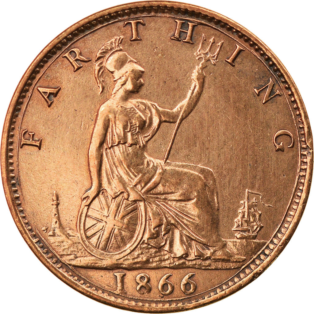 Coin, Great Britain, Victoria, Farthing, 1866, EF(40-45), Bronze, KM:747.2