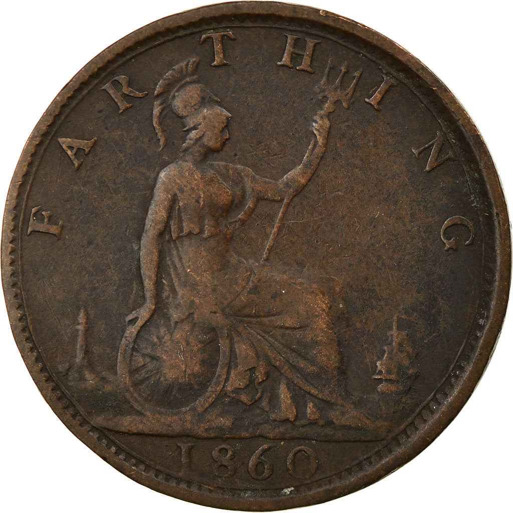 Coin, Great Britain, Victoria, Farthing, 1860, VF(30-35), Bronze, KM:747.2