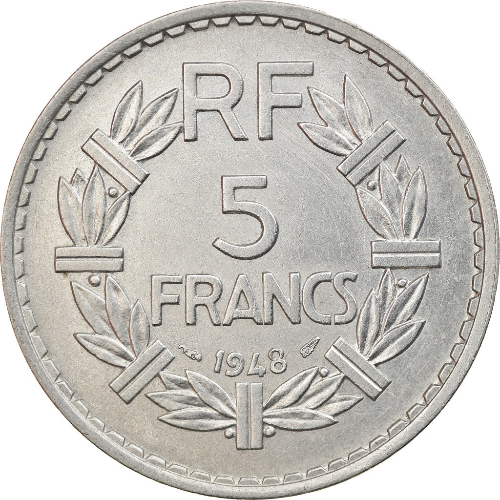 Coin, France, Lavrillier, 5 Francs, 1948, Paris, AU(55-58), Aluminum, KM:888b.1