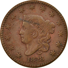 Coin, United States, Coronet Cent, Cent, 1828, U.S. Mint, Philadelphia