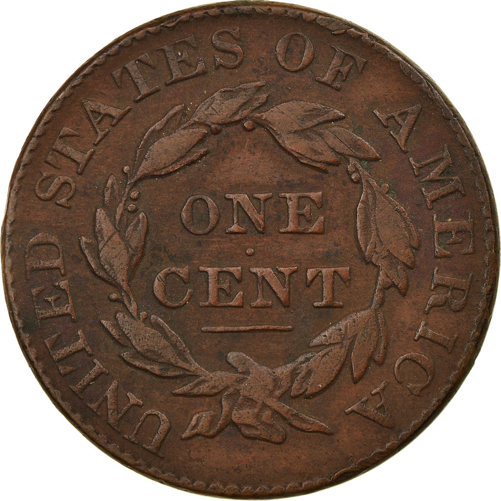 Coin, United States, Coronet Cent, Cent, 1828, U.S. Mint, Philadelphia