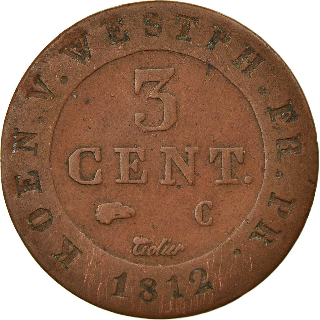 Coin, German States, WESTPHALIA, Jerome, 3 Centimes, 1812, Cassel, EF(40-45)