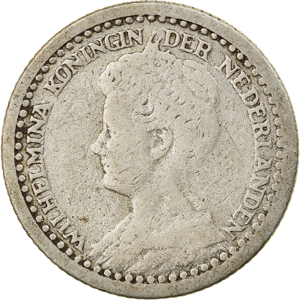 Moneta, Paesi Bassi, Wilhelmina I, 10 Cents, 1919, MB, Argento, KM:145