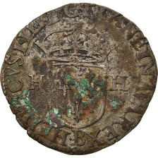 Moneda, Francia, Henri III, Douzain, 1594, Rouen, BC+, Vellón, Sombart:4402