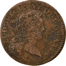 Moneta, Francia, 1/2 Sol, 1720, Rouen, MB, Rame, Gadoury:273