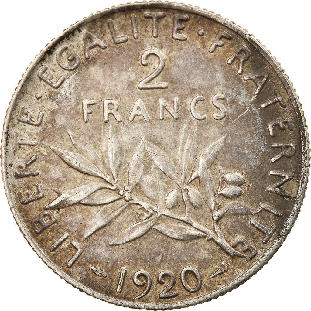 Coin, France, Semeuse, 2 Francs, 1920, Paris, AU(50-53), Silver, KM:845.1