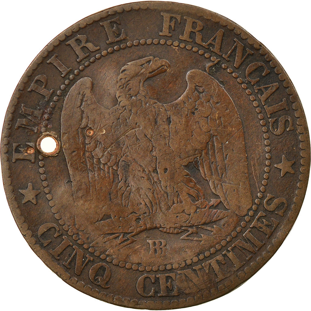 Moeda, França, Napoleon III, Napoléon III, 5 Centimes, 1854, Strasbourg